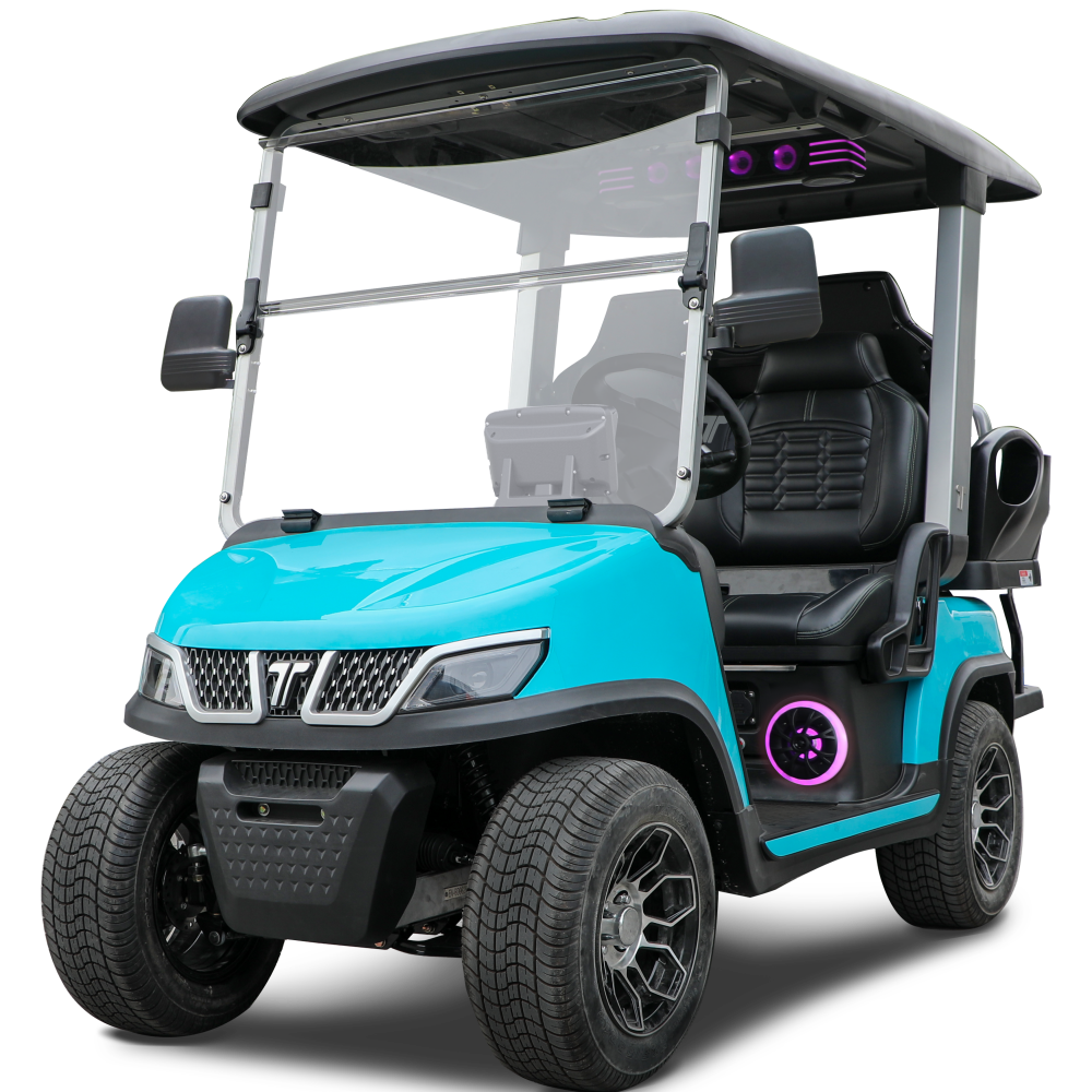 tara roadster 2+2 electric golf cart in sky blue color